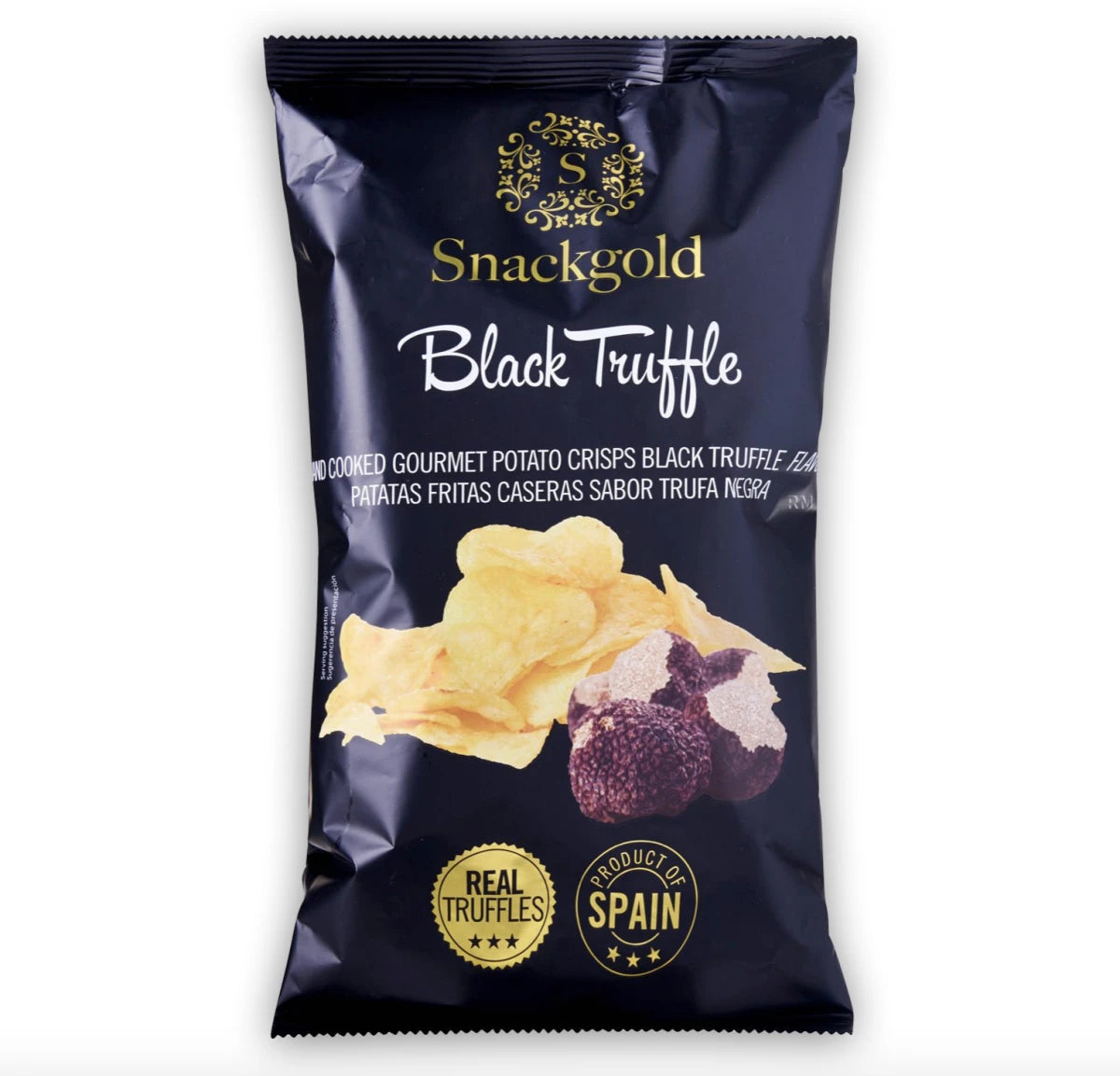 Spanske Gourmet chips m. sort trøffel - 125gr.